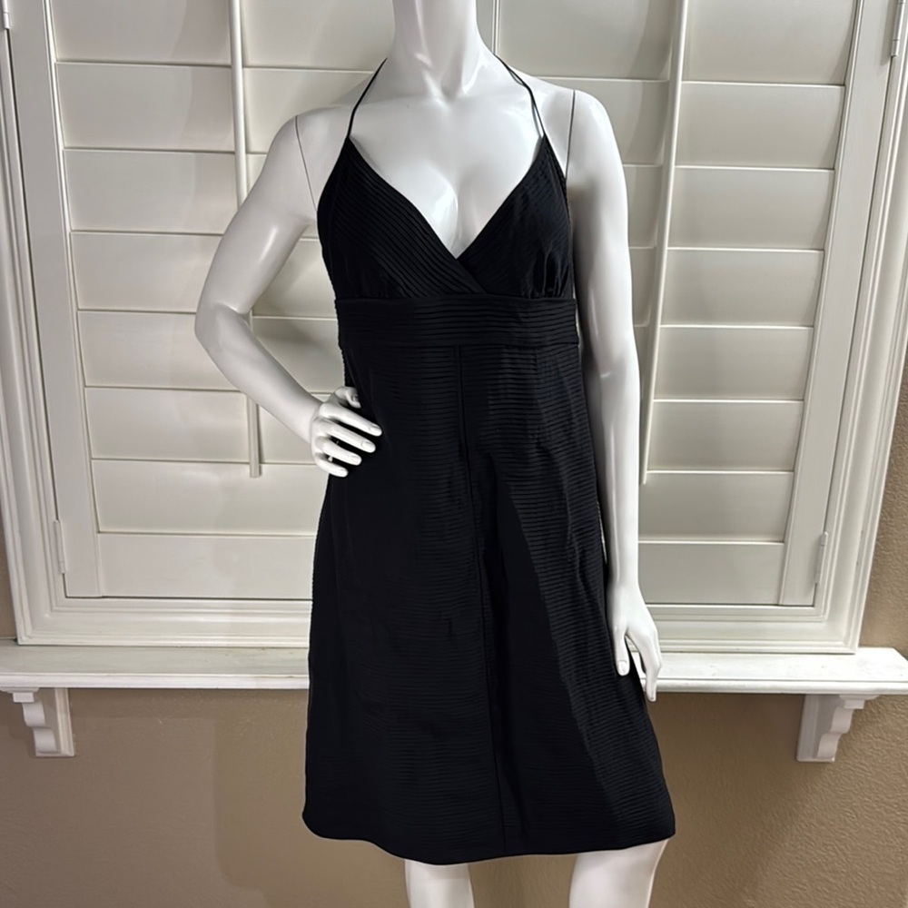 Max Studio Special Edition 100% Silk Pleated Halter Dress Black